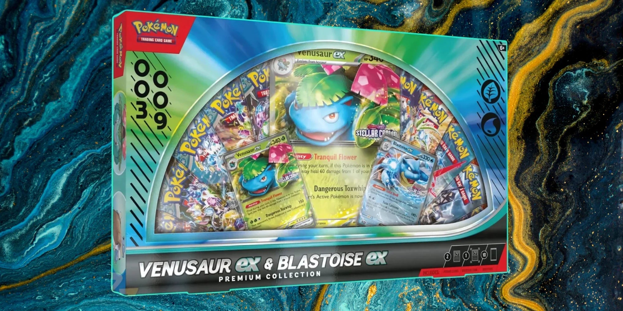 Pokémon TCG Collezione Premium: Venusaur Ex & Blastoise Ex Con 10 Bustine E Carta Oversize