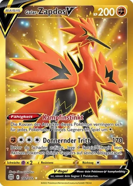 Galar Zapdos V 182/172 – Pokémon Strahlende Sterne Karte