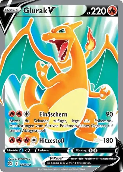 Glurak V 153/172 – Pokémon Strahlende Sterne Karte