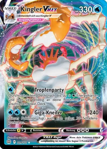 Kingler VMAX 029/172 – Pokémon Strahlende Sterne Karte