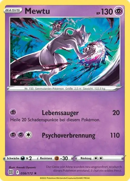 Mewtu 056/172 – Pokémon Strahlende Sterne Karte