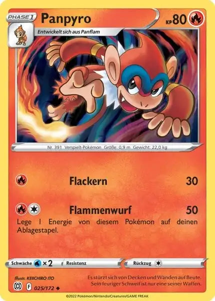 Panpyro 025/172 – Pokémon Strahlende Sterne Karte