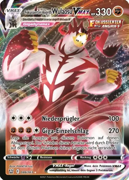 fokussierter angriff wulaosu vmax 086/163 – Pokémon Kampfstile Karte