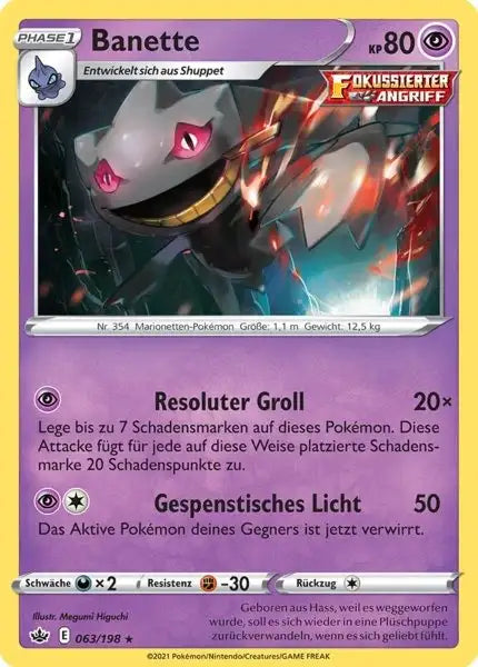 banette 063/198 – Pokémon Schaurige Herrschaft Karte