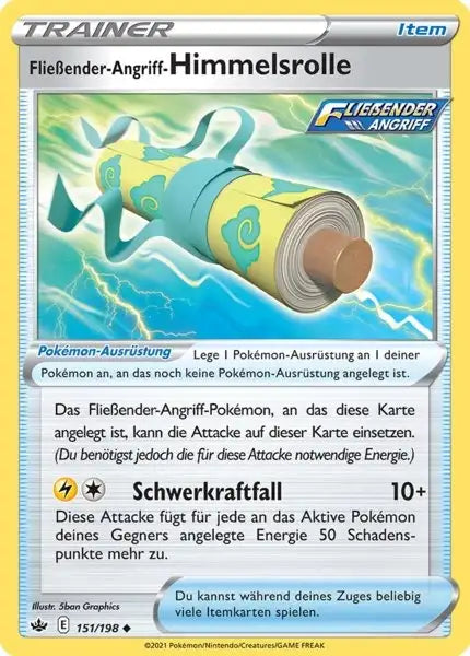 fliessender angriff himmelsrolle 151/198 – Pokémon Schaurige Herrschaft Karte