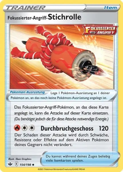 fokussierter angriff stichrolle 154/198 – Pokémon Schaurige Herrschaft Karte