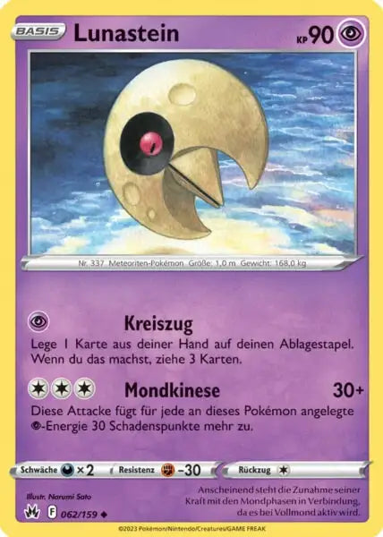 Lunastein 062/159 – Pokémon Zenit der Könige Karte