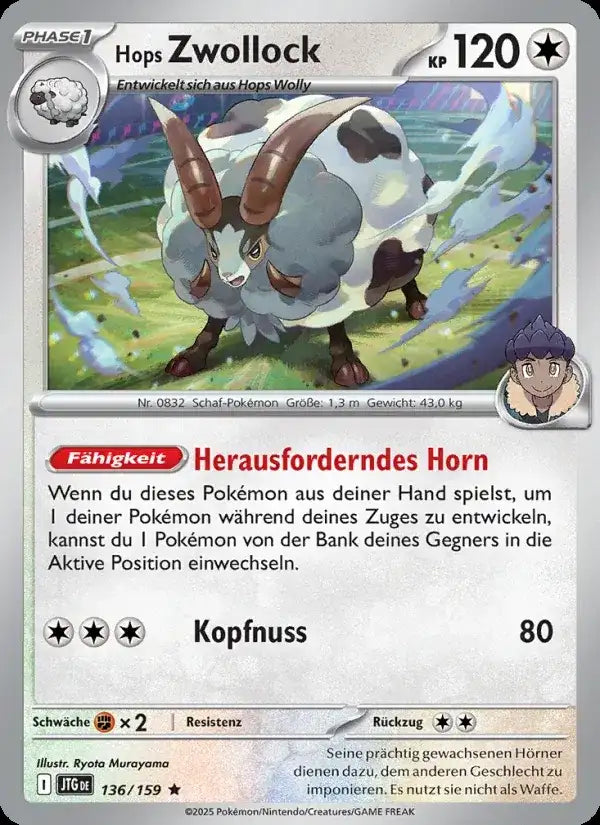 Hops zwollock 136/159 – Pokémon Reisegefährten Karte