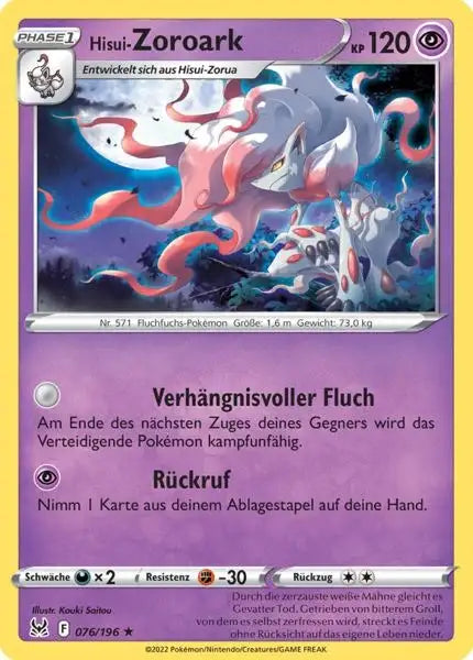 Hisui Zoroark 076/196 – Pokémon Verlorener Ursprung Karte