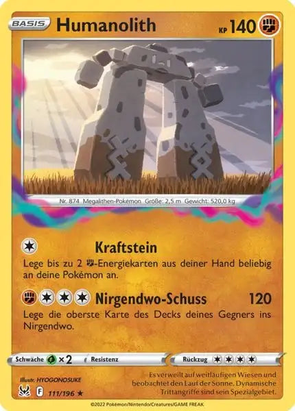 Humanolith 111/196 – Pokémon Verlorener Ursprung Karte