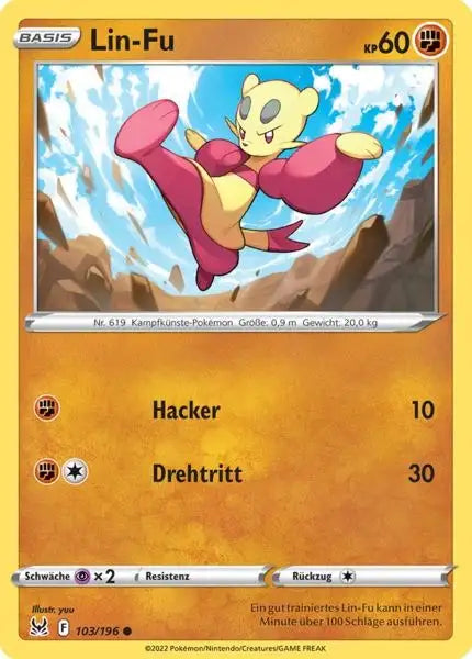 Lin Fu 103/196 – Pokémon Verlorener Ursprung Karte