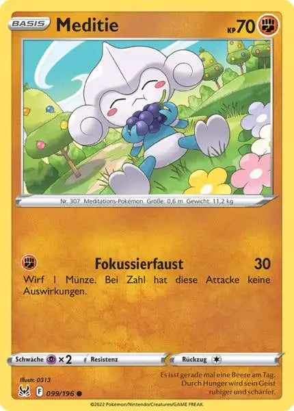 Meditie 099/196 – Pokémon Verlorener Ursprung Karte