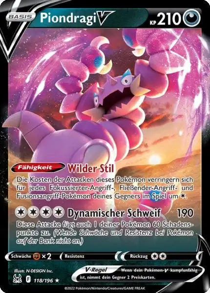 Piondragi V 118/196 – Pokémon Verlorener Ursprung Karte