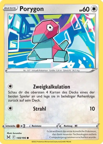 Porygon 140/196 – Pokémon Verlorener Ursprung Karte