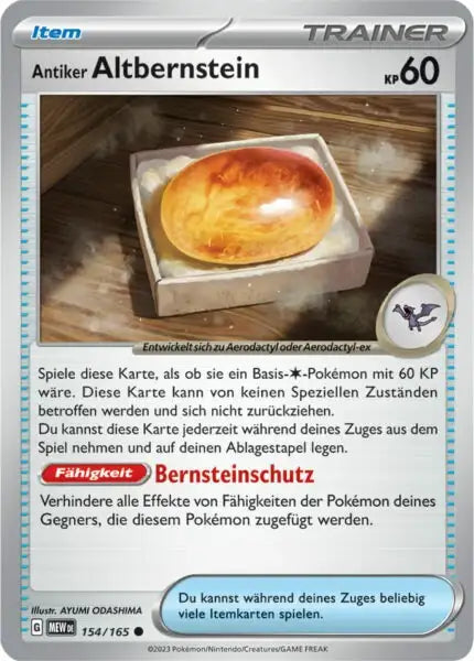 Antiker Altbernstein 154/165 – Pokémon 151 Karte