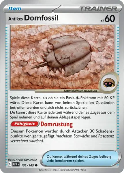 Antikes Domfossil 152/165 – Pokémon 151 Karte