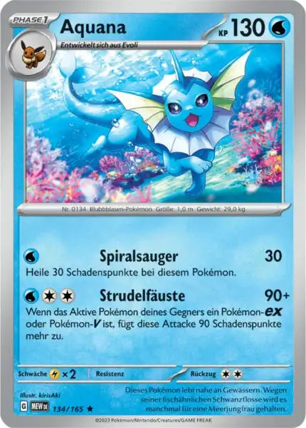 Aquana 134/165 – Pokémon 151 Karte