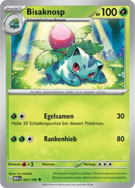 Bisaknosp 002/165 – Pokémon 151 Karte