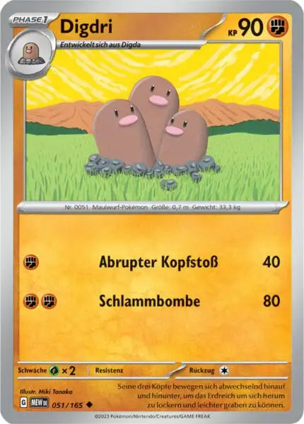 Digdri 051/165 – Pokémon 151 Karte