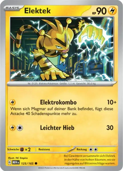 Elektek 125/165 – Pokémon 151 Karte