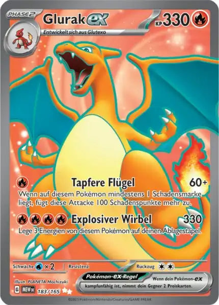 Glurak ex 183/165 – Pokémon 151 Karte