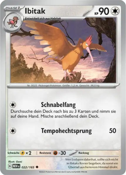 Ibitak 022/165 – Pokémon 151 Karte