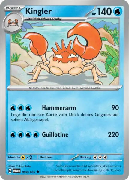 Kingler 099/165 – Pokémon 151 Karte
