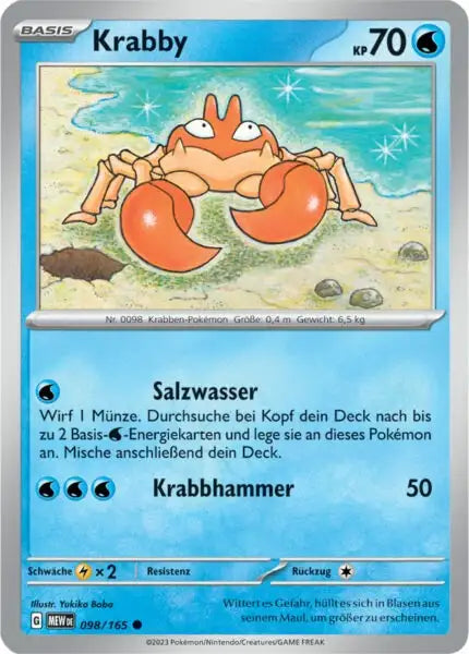 Krabby 098/165 – Pokémon 151 Karte