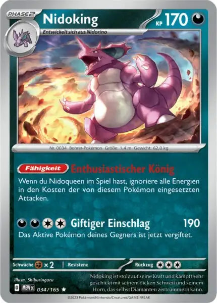 Nidoking 034/165 – Pokémon 151 Karte