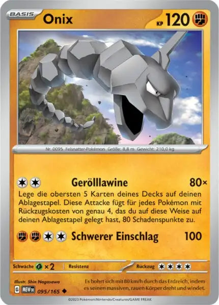 Onix 095/165 – Pokémon 151 Karte