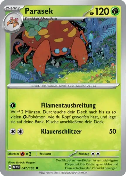 Parasek 047/165 – Pokémon 151 Karte