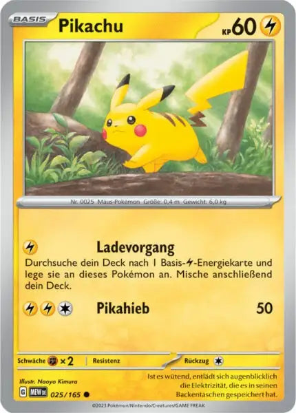 Pikachu 025/165 – Pokémon 151 Karte