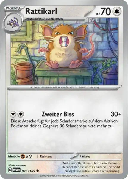 Rattikarl 020/165 – Pokémon 151 Karte