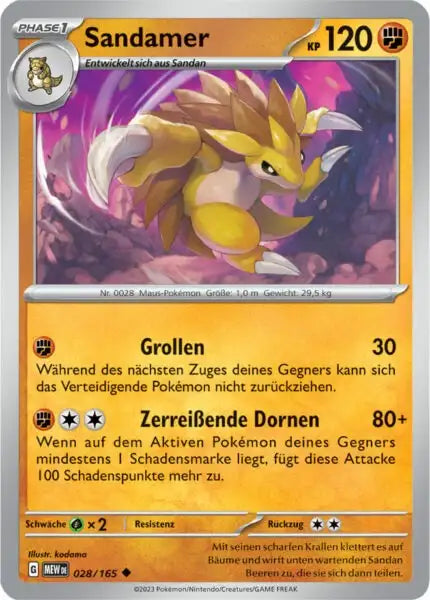 Sandamer 028/165 – Pokémon 151 Karte