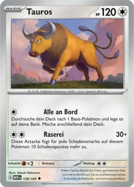 Tauros 128/165 – Pokémon 151 Karte