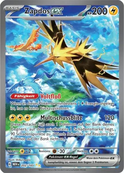 Zapdos ex 202/165 – Pokémon 151 Karte