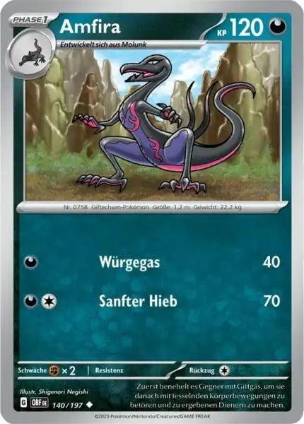 Amfira 140/197 – Pokémon Obsidianflammen Karte