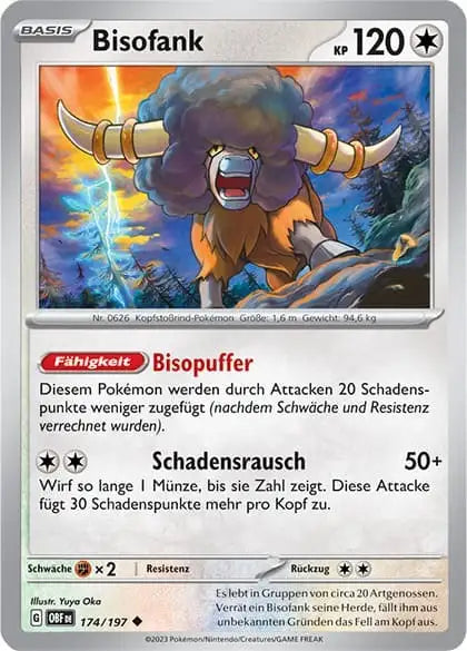 Bisofank 174/197 – Pokémon Obsidianflammen Karte