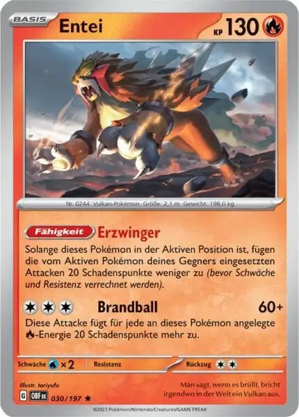 Entei 030/197 – Pokémon Obsidianflammen Karte