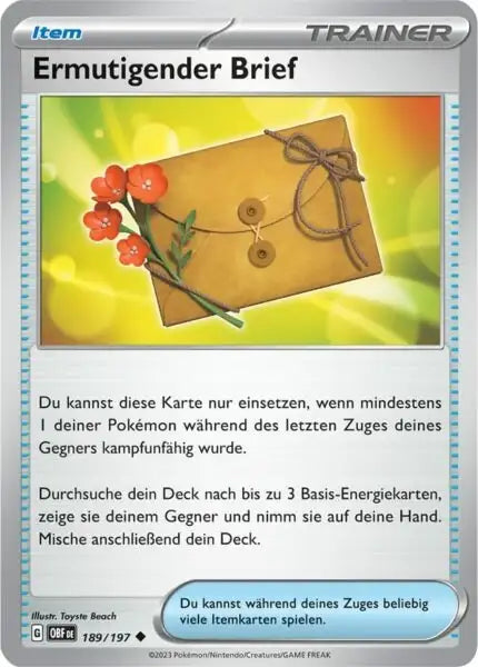 Ermutigender Brief 189/197 – Pokémon Obsidianflammen Karte