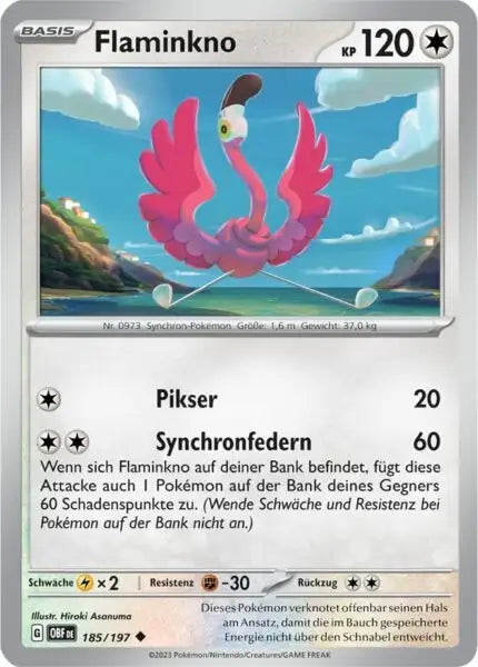 Flaminkno 185/197 – Pokémon Obsidianflammen Karte