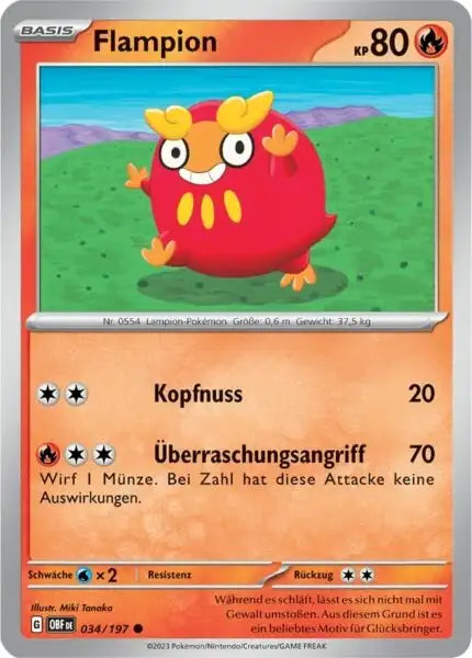 Flampion 034/197 – Pokémon Obsidianflammen Karte