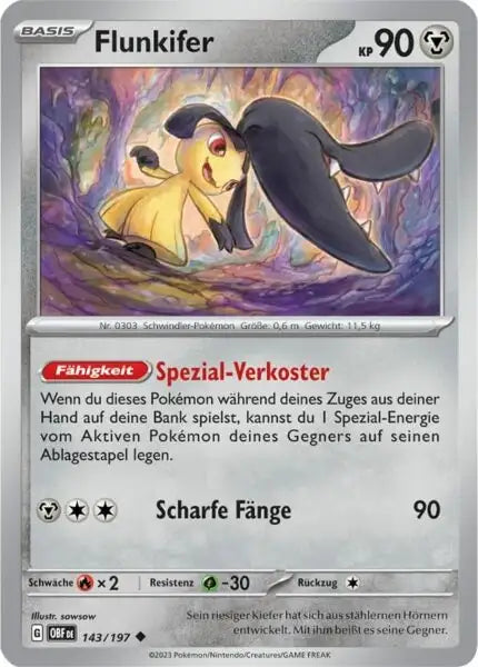 Flunkifer 143/197 – Pokémon Obsidianflammen Karte