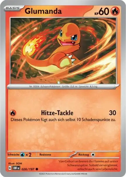 Glumanda 026/197 – Pokémon Obsidianflammen Karte