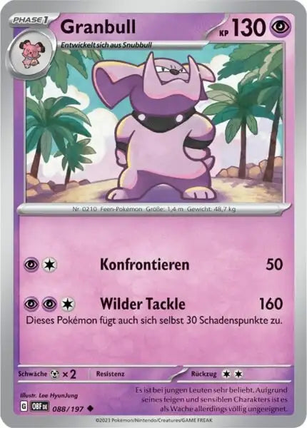 Granbull 088/197 – Pokémon Obsidianflammen Karte
