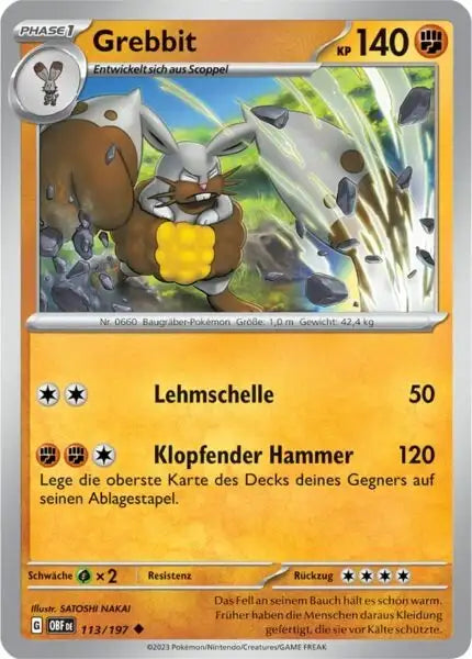 Grebbit 113/197 – Pokémon Obsidianflammen Karte