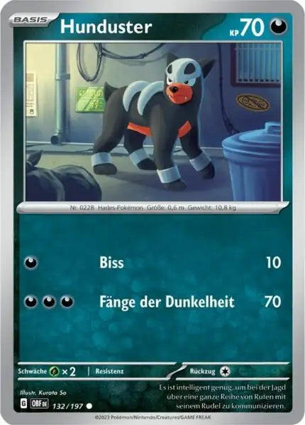 Hunduster 132/197 – Pokémon Obsidianflammen Karte