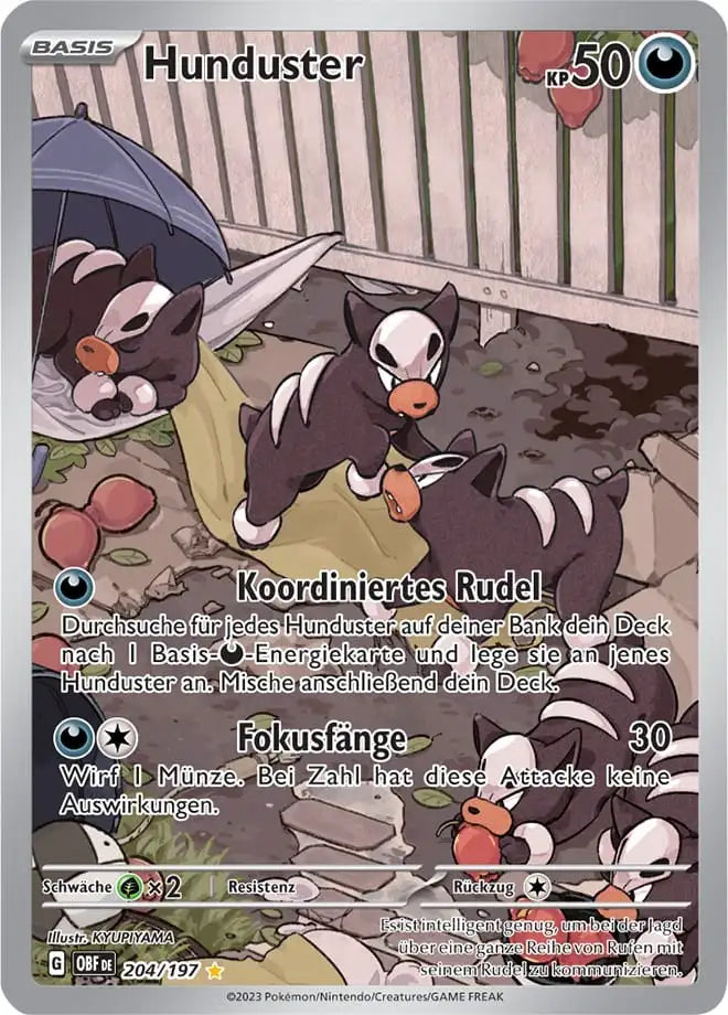 Hunduster 204/197 – Pokémon Obsidianflammen Karte