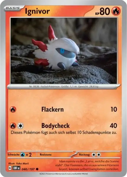 Ignivor 040/197 – Pokémon Obsidianflammen Karte