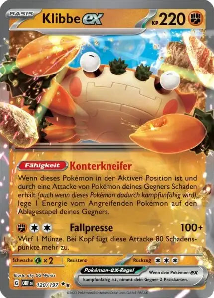 Klibbe ex 120/197 – Pokémon Obsidianflammen Karte